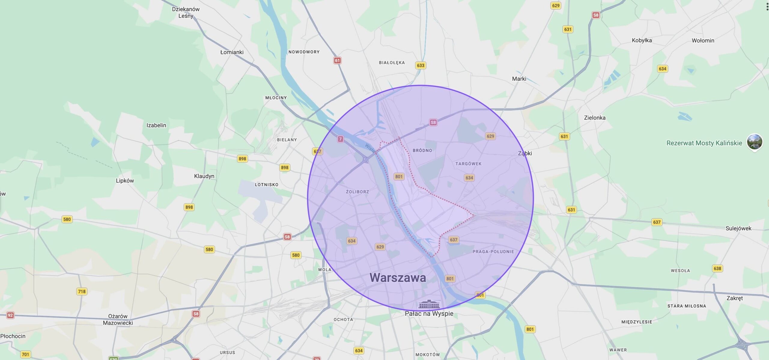 Warszawska Praga, obszar lokalnej obsługi VVASIAK